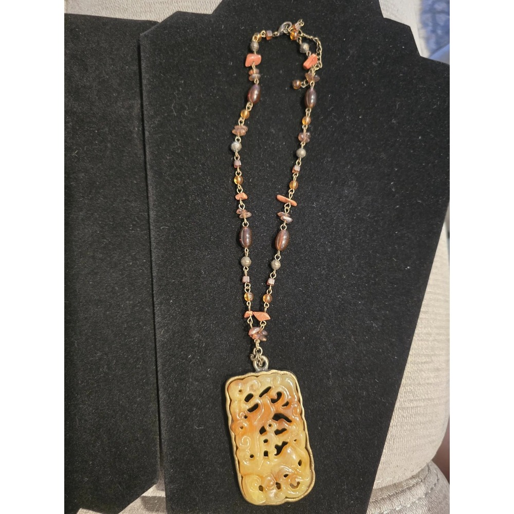 Vintage Orange-Brown Jadeite/Nephrite Pendant - Hand-Carved Heritage Piece